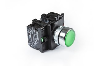 CM Serisi Metal 2NO+2NC Yaylı Düz Yeşil 22 mm Buton
